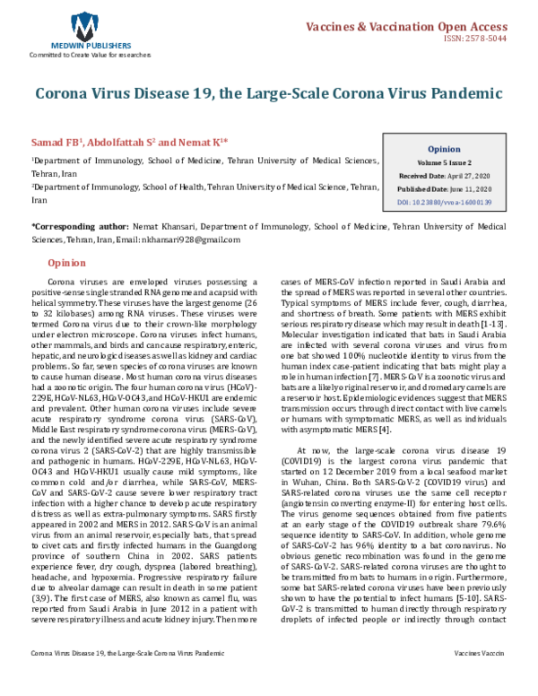 (PDF) Corona Virus Disease 19, the Large-Scale Corona Virus Pandemic