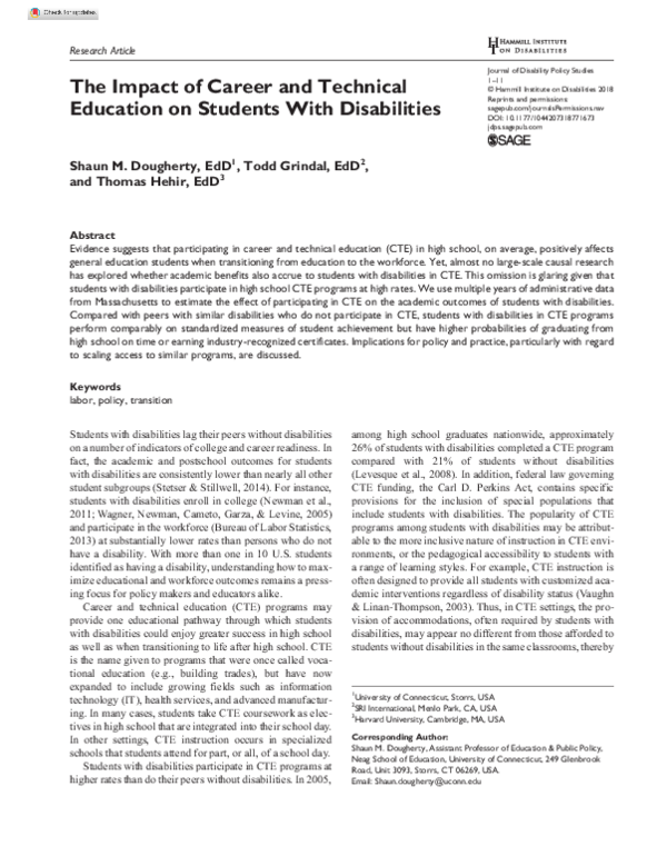 (PDF) The Impact of Career and Technical Education on Students With