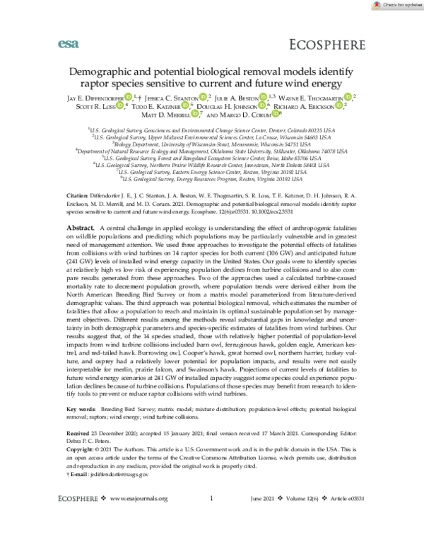 (PDF) Demographic and potential biological removal models identify ...