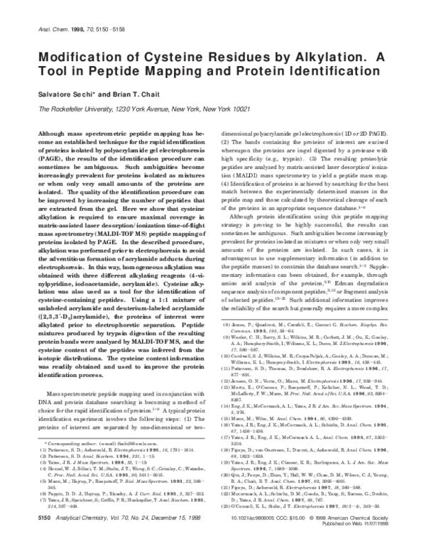 (PDF) Modification of Cysteine Residues by Alkylation. A Tool in ...