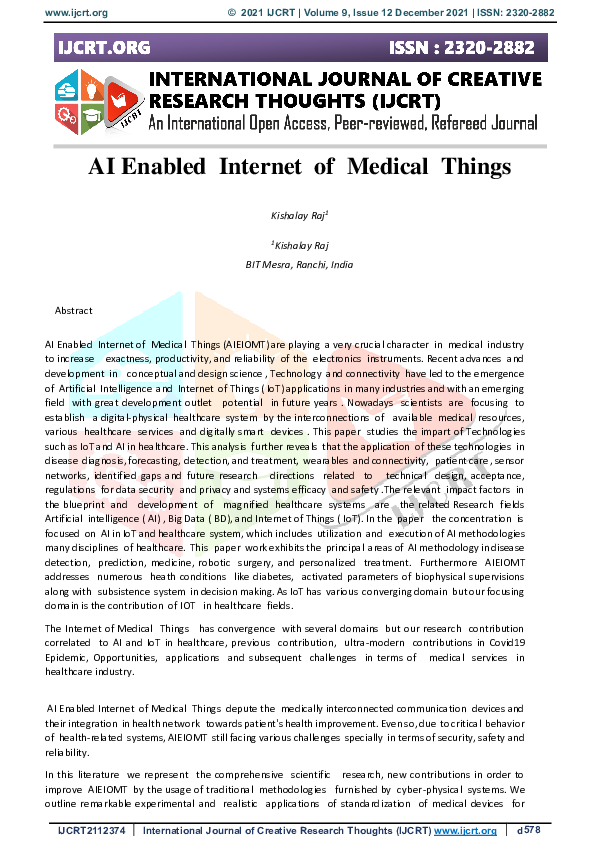 (PDF) AI Enabled Internet of Medical Things