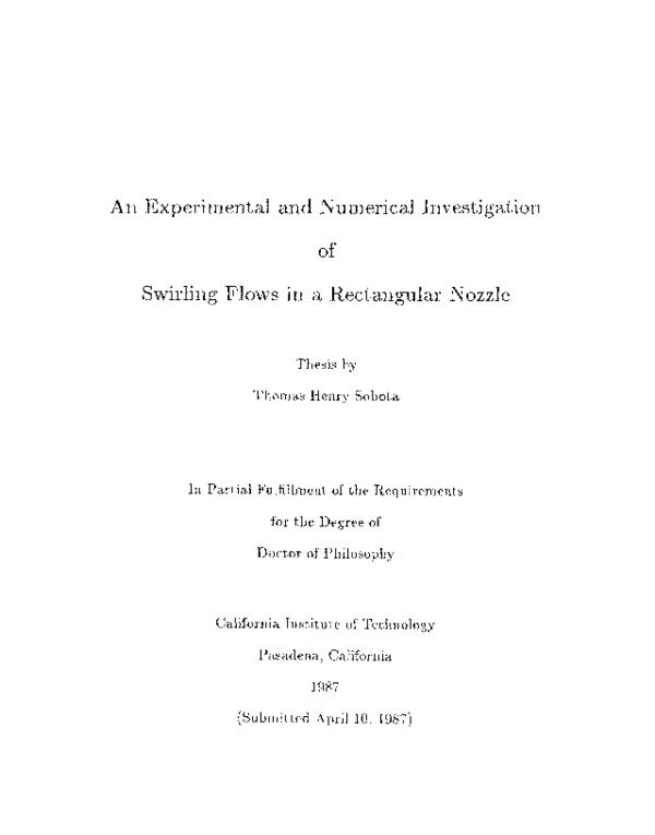 (PDF) An Experimental and Numerical Investigation of Swirling Flows in ...