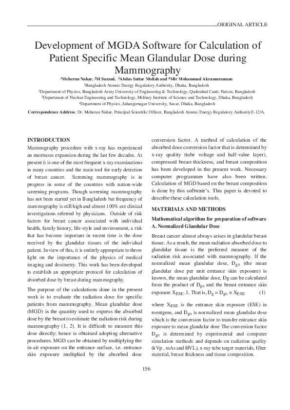 (PDF) Development of MGDA Software for Calculation of Patient Specific ...