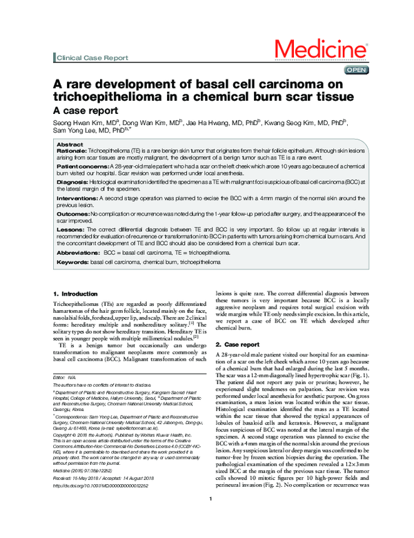 (PDF) A rare development of basal cell carcinoma on trichoepithelioma ...