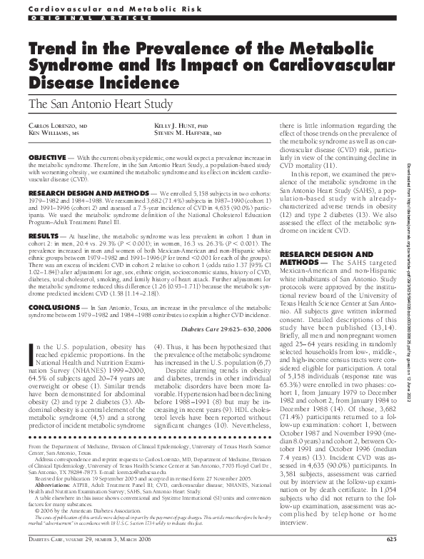 (PDF) Trend in the Prevalence of the Metabolic Syndrome and Its Impact ...