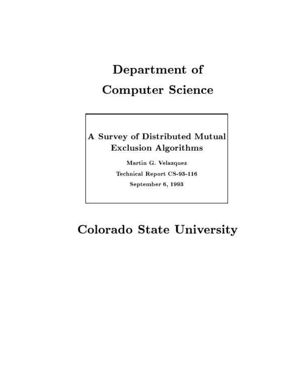 (PDF) A survey of distributed mutual exclusion algorithms