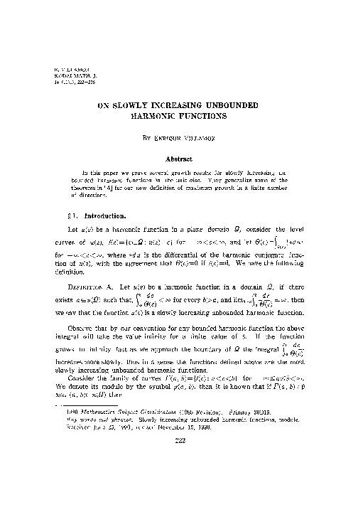 (PDF) On slowly increasing unbounded harmonic functions