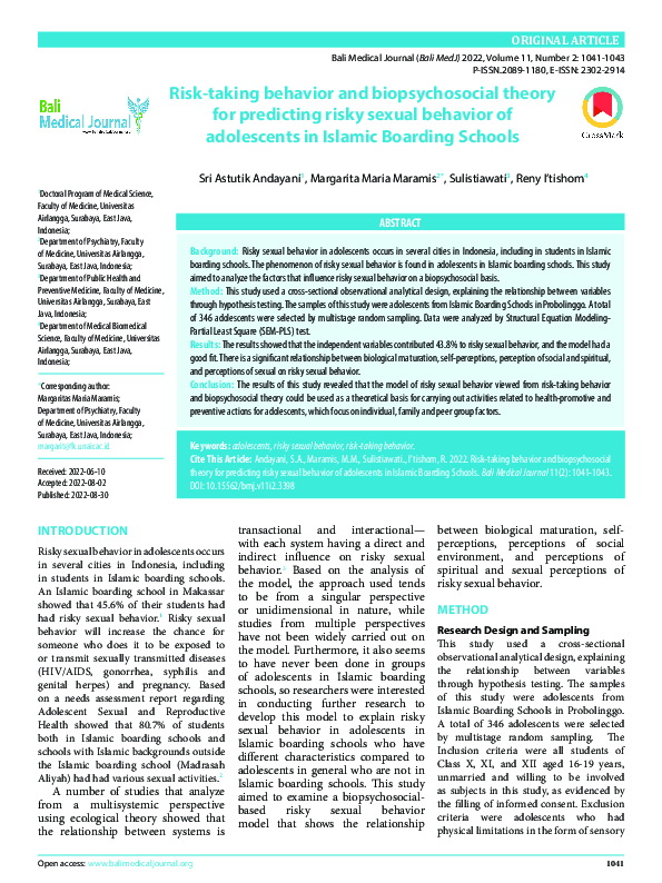 (PDF) Risk-taking behavior and biopsychosocial theory for predicting ...