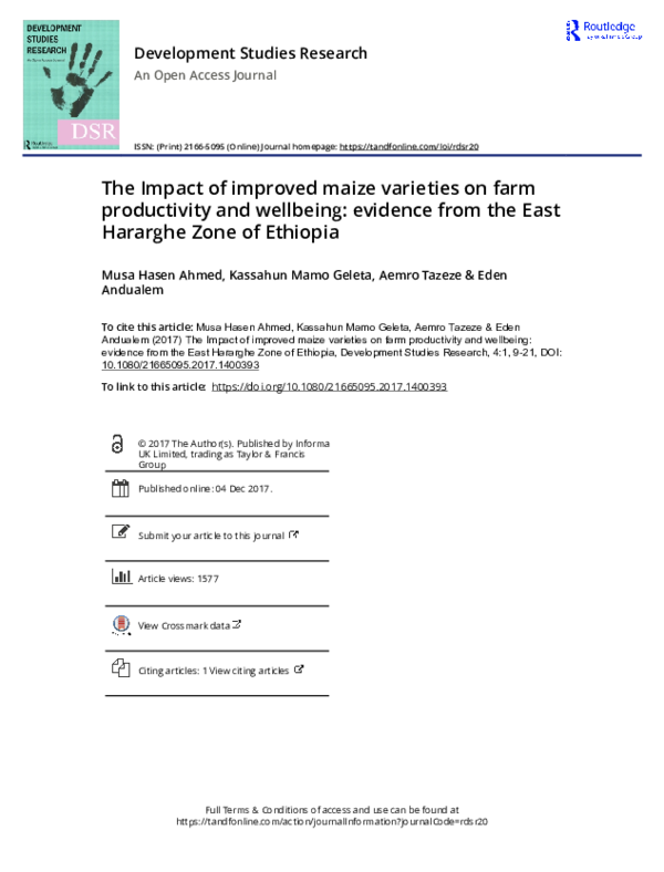 (PDF) The Impact of improved maize varieties on farm productivity and ...