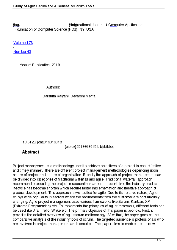 (PDF) Study of Agile Scrum and Alikeness of Scrum Tools