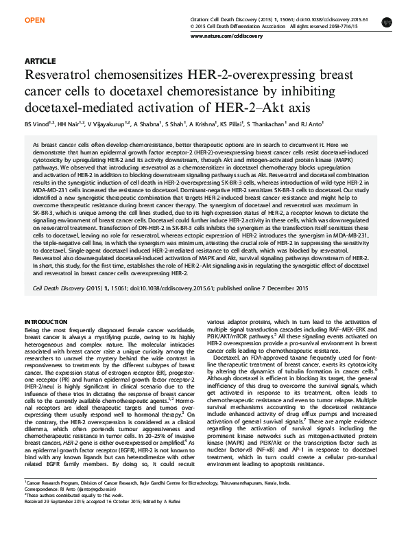 (PDF) Resveratrol chemosensitizes HER-2-overexpressing breast cancer ...