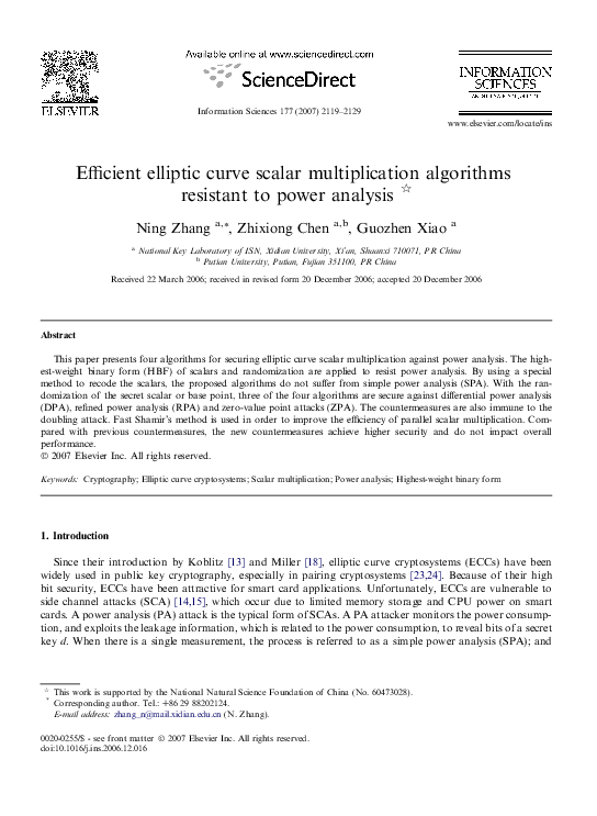 (PDF) Efficient elliptic curve scalar multiplication algorithms ...