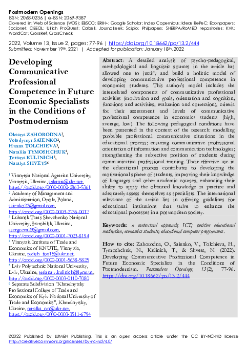 (PDF) Developing Communicative Professional Competence in Future ...