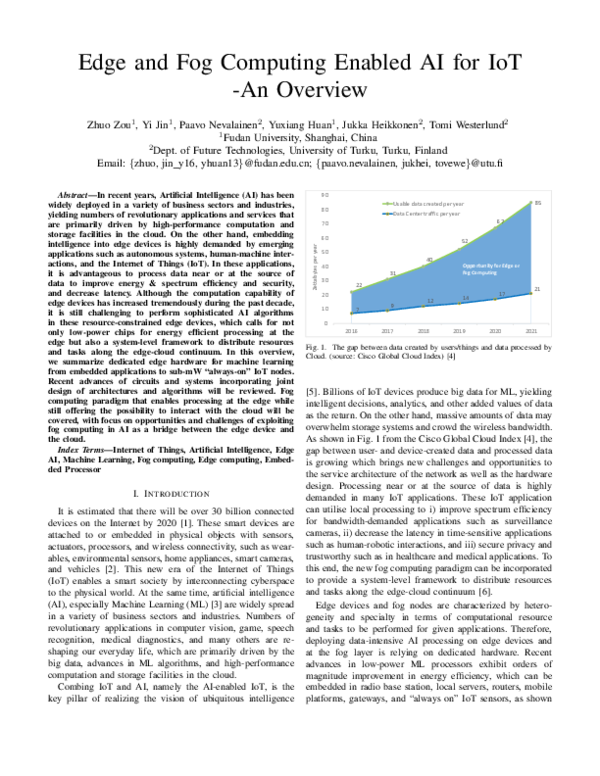 (PDF) Edge and Fog Computing Enabled AI for IoT-An Overview