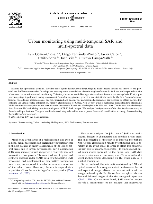 (PDF) Urban monitoring using multi-temporal SAR and multi-spectral data