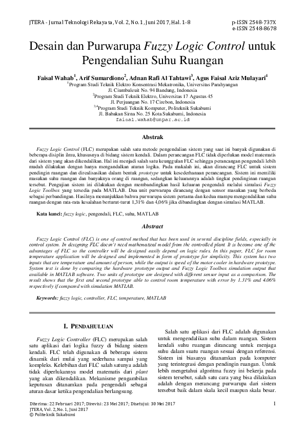 (PDF) Desain dan Purwarupa Fuzzy Logic Control untuk Pengendalian Suhu ...