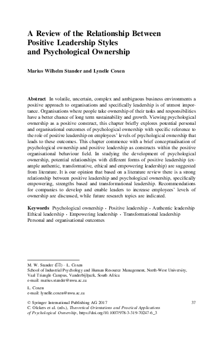 (PDF) A Review of the Relationship Between Positive Leadership Styles ...