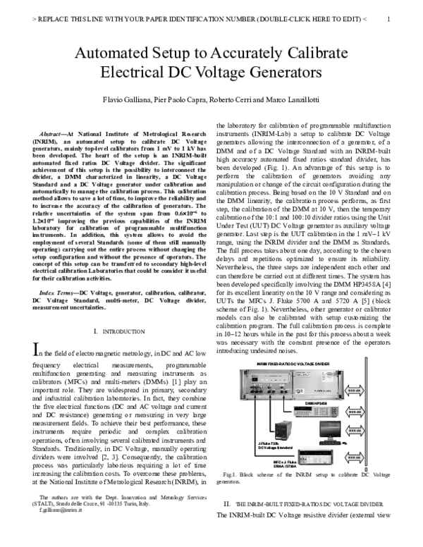 (PDF) Automated setup to accurately calibrate electrical dc voltage