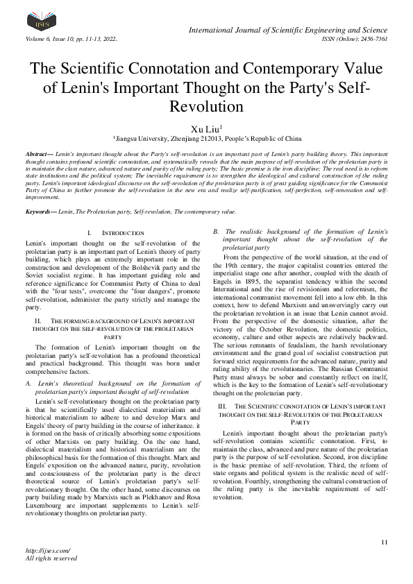 (PDF) The Scientific Connotation and Contemporary Value of Lenin's ...