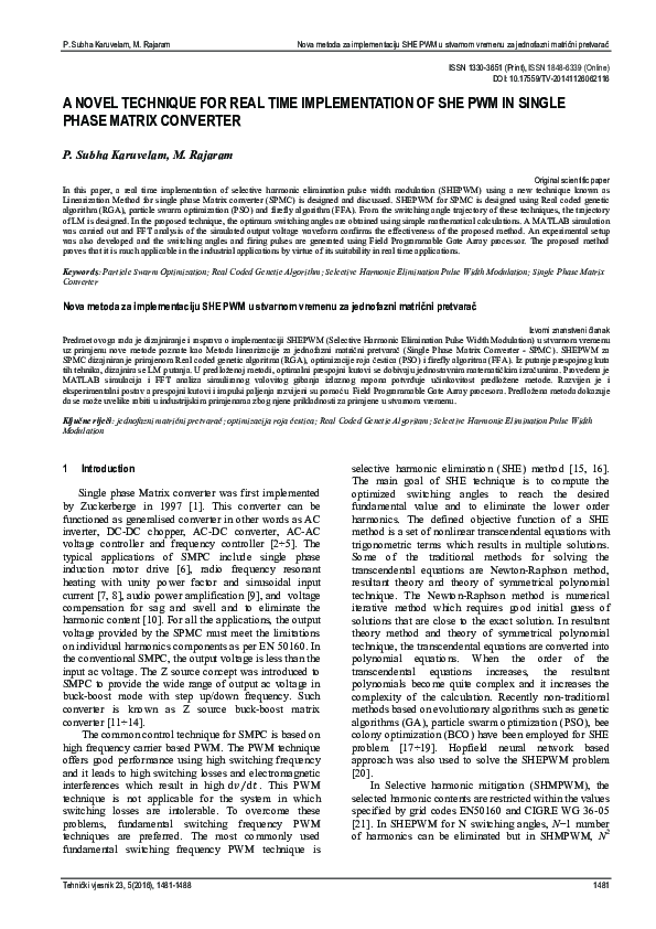 (PDF) A novel technique for real time implementation of SHE PWM in ...