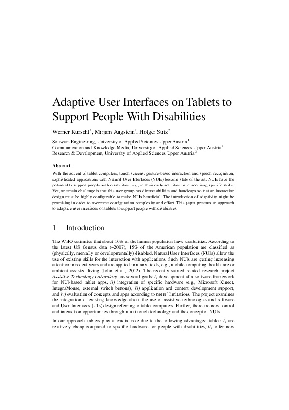 (PDF) Adaptive User Interfaces on Tablets to Support People with ...