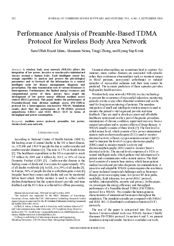 (PDF) Performance Analysis of Preamble-Based TDMA Protocol for Wireless ...