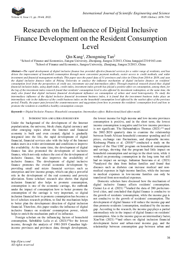 (PDF) Research on the Influence of Digital Inclusive Finance ...