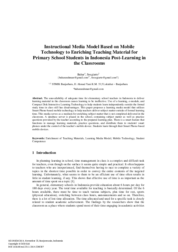 (PDF) Instructional Media Model Based on Mobile Technology to Enriching ...