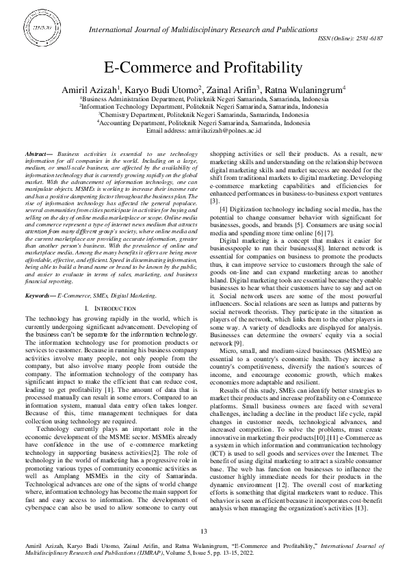 (PDF) E-Commerce and Profitability