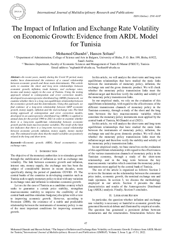 (PDF) The Impact of Inflation and Exchange Rate Volatility on Economic ...