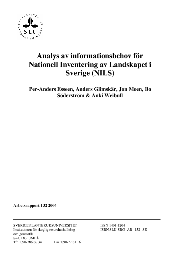(PDF) Analys av informationsbehov för Nationell Inventering av ...
