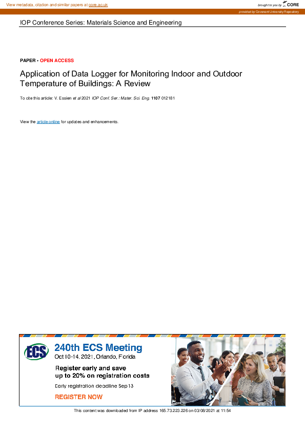 (PDF) Application of Data Logger for Monitoring Indoor and Outdoor ...