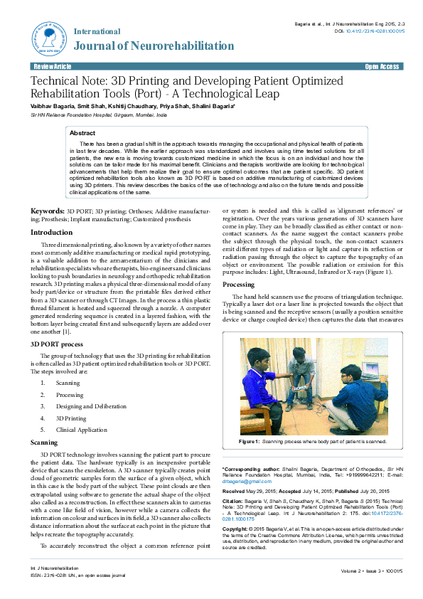 (PDF) Technical Note: 3D Printing and Developing Patient Optimized ...