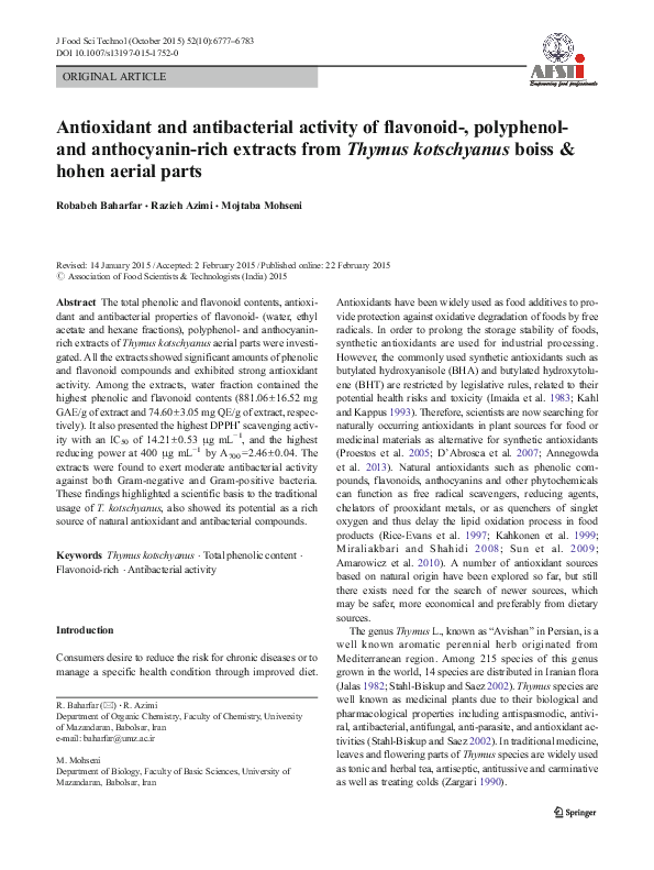 (PDF) Antioxidant and antibacterial activity of flavonoid-, polyphenol ...