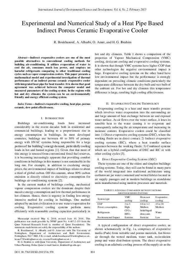 (PDF) Experimental and Numerical Study of a Heat Pipe Based Indirect ...