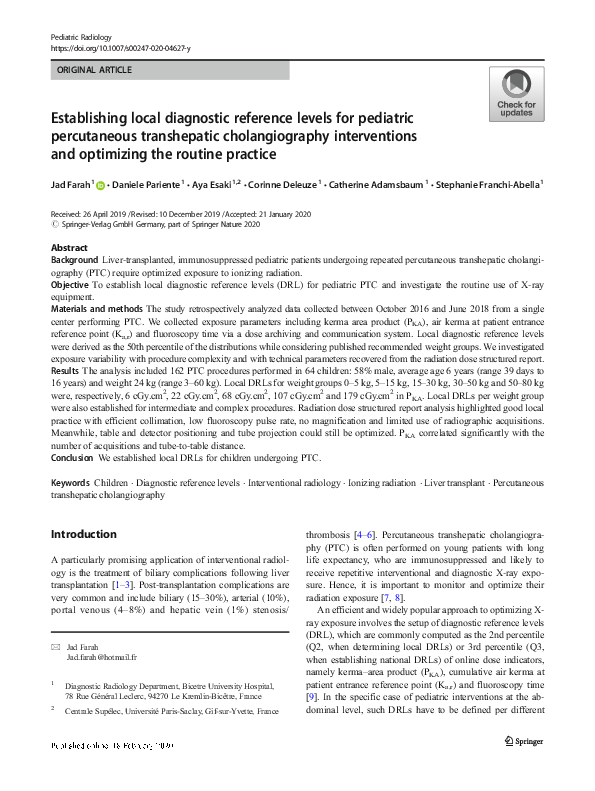 (PDF) Establishing Local Diagnostic Reference Levels in IR Procedures ...