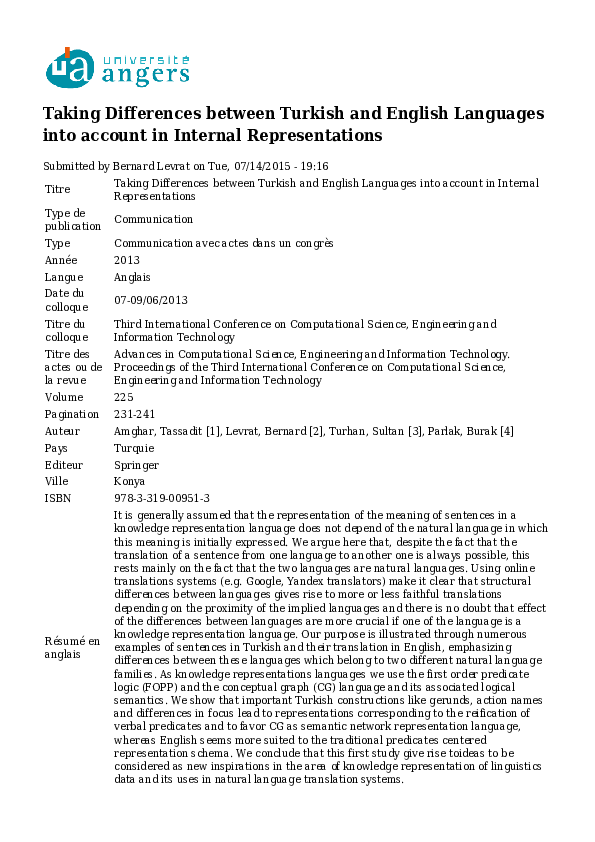 (PDF) Taking Differences between Turkish and English Languages into ...