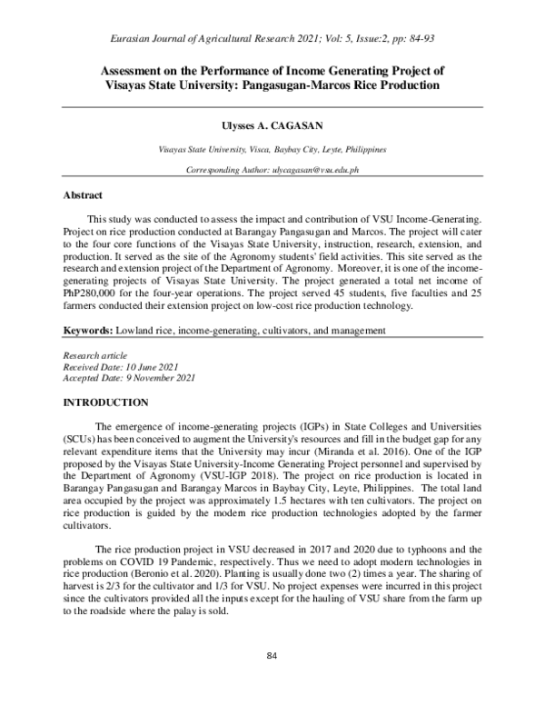 (PDF) Assessment on the Performance of Income Generating Project of ...