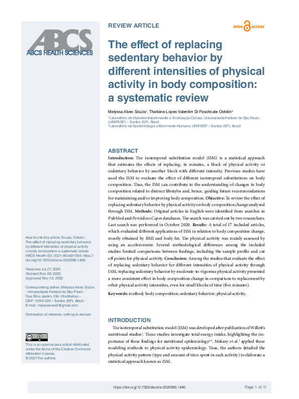 (PDF) The effect of replacing sedentary behavior by different ...