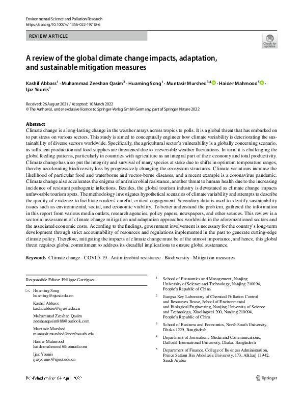 (PDF) A review of the global climate change impacts, adaptation, and ...
