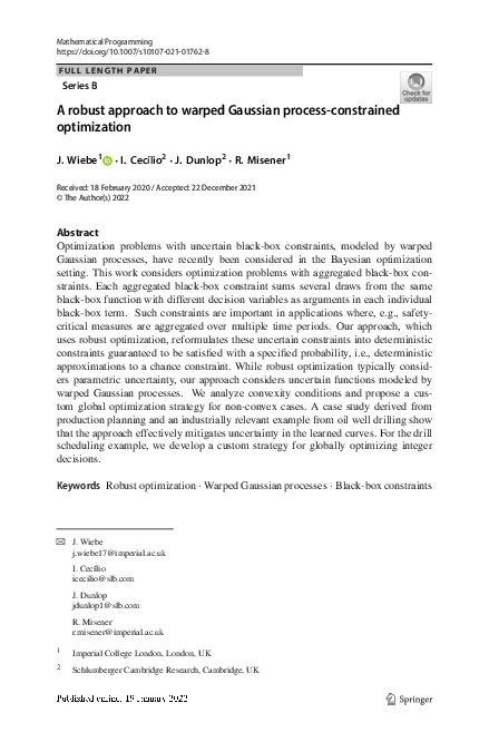 (PDF) A robust approach to warped Gaussian process-constrained optimization