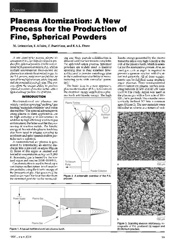 (PDF) Plasma atomization: A new process for the production of fine ...