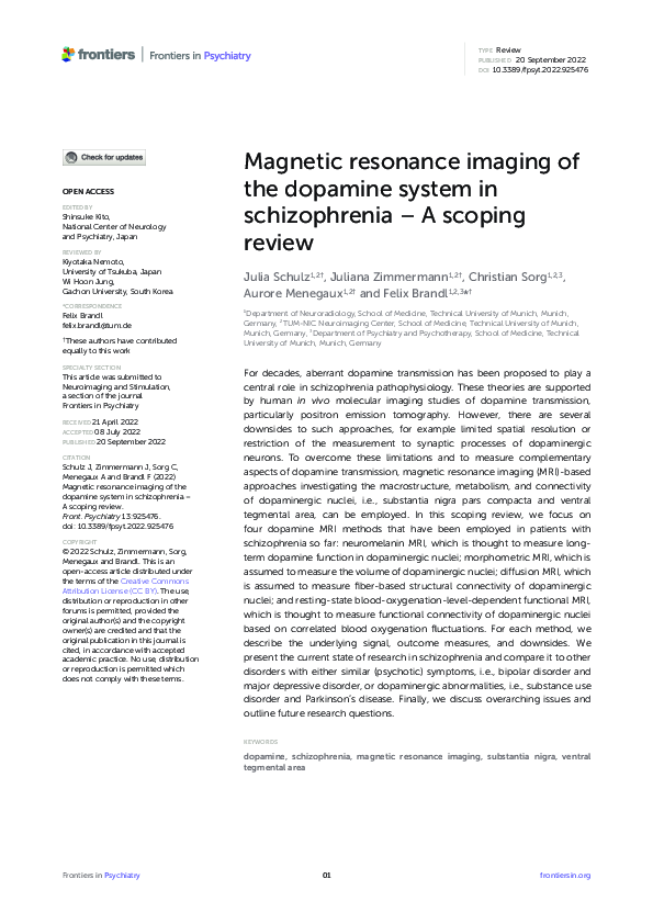 (PDF) Magnetic resonance imaging of the dopamine system in ...