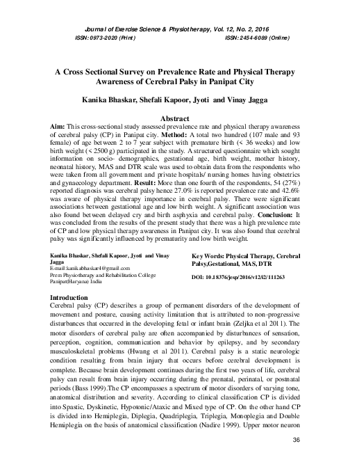 (PDF) A Cross Sectional Survey on Prevalence Rate and Physical Therapy ...