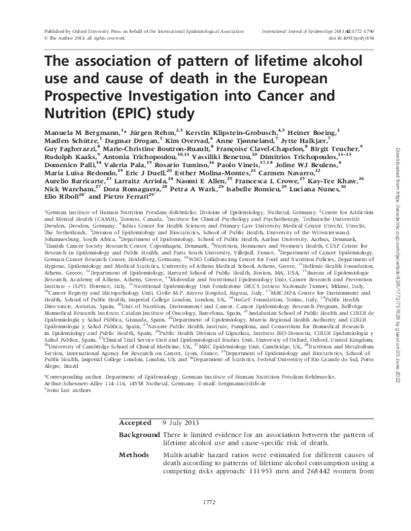 (PDF) The association of pattern of lifetime alcohol use and cause of ...