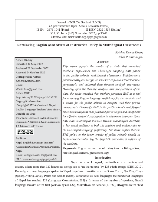 (PDF) Rethinking English as Medium of Instruction Policy in ...