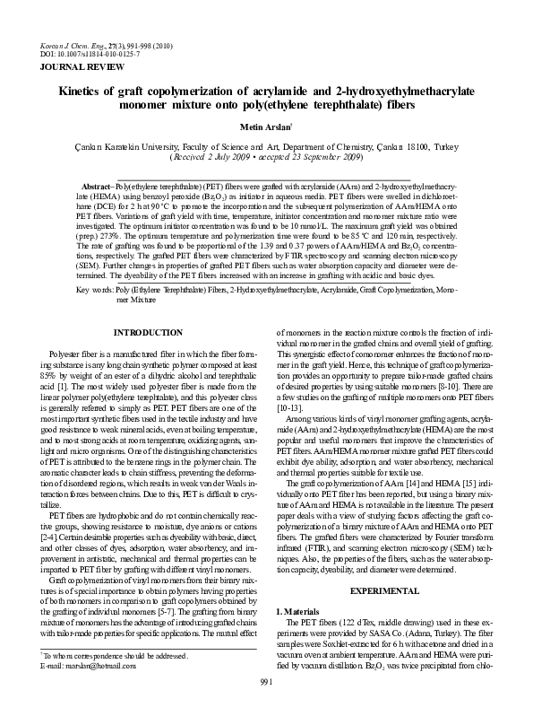 (PDF) Kinetics of graft copolymerization of acrylamide and 2 ...