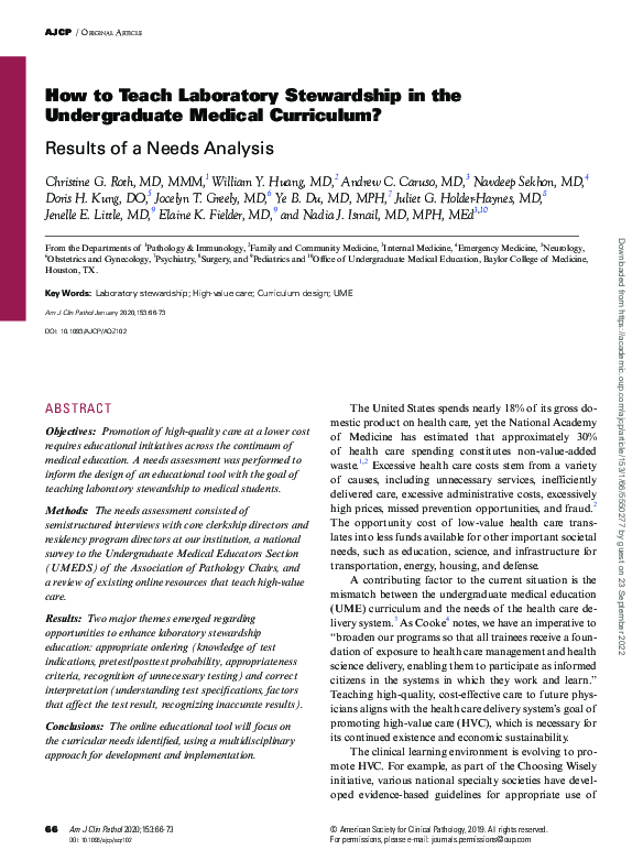 (PDF) How to Teach Laboratory Stewardship in the Undergraduate Medical ...