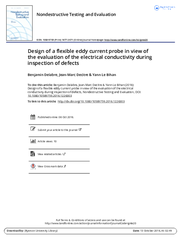 (PDF) Design of a flexible eddy current probe in view of the evaluation ...