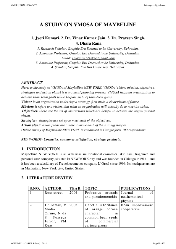 (PDF) A Study on Vmosa of Maybeline